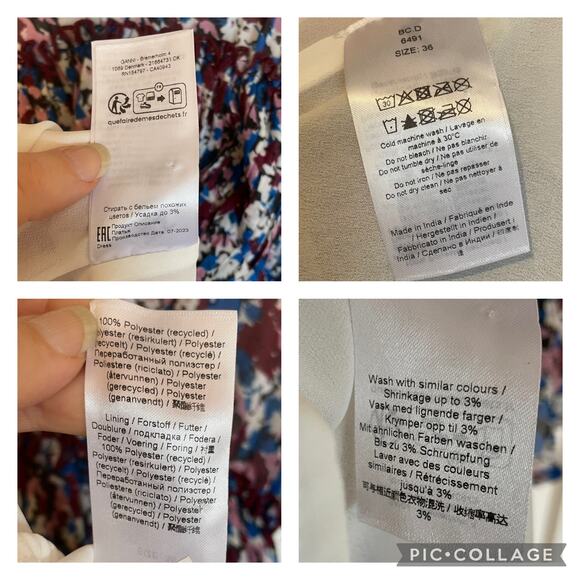 NWT Ganni Pleated Georgette Mini Dress Multi-Color Flounce V-Neck NEW sz 36 - Picture 11 of 16